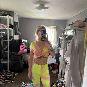 Vibrant Tie-Dye Crop Top and Leggings Set